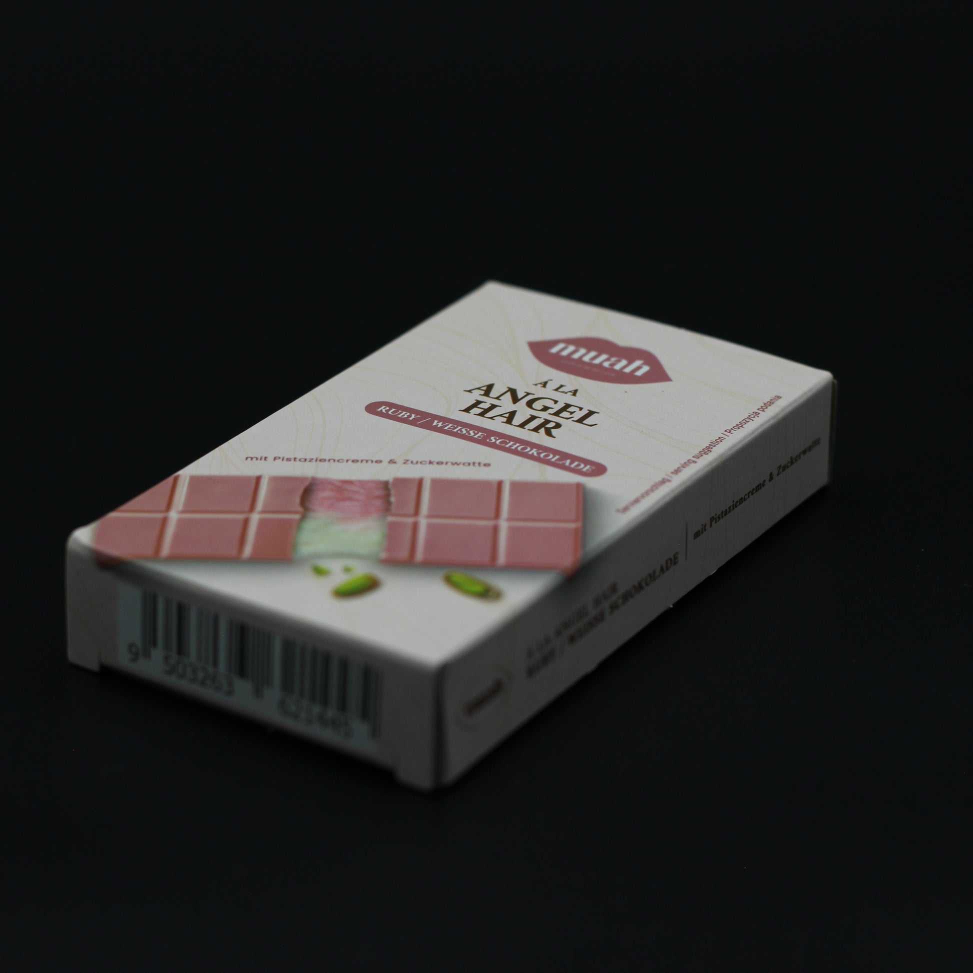 Muah Angel Hair Schokolade – Ein süßer Traum aus Ruby-Schokolade, Pistaziencreme &amp; Zuckerwatte